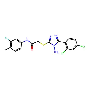 2-{[4-amino-5-(2,4-dichlorophenyl)-4H-1,2,4-triazol-3-yl]sulfanyl}-N-(3-fluoro-4-methylphenyl)acetamide structure