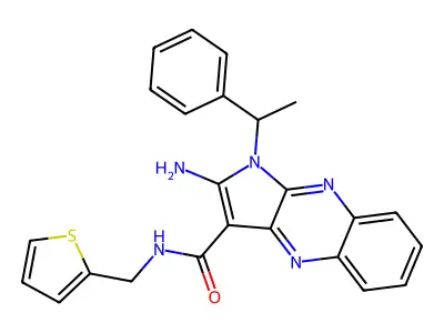 2-amino-1-(1-phenylethyl)-N-(2-thienylmethyl)-1H-pyrrolo[2,3-b]quinoxaline-3-carboxamide structure