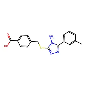 4-({[4-amino-5-(3-methylphenyl)-4H-1,2,4-triazol-3-yl]sulfanyl}methyl)benzoic acid structure