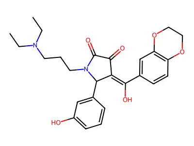 1-[3-(diethylamino)propyl]-4-(2,3-dihydro-1,4-benzodioxine-6-carbonyl)-3-hydroxy-5-(3-hydroxyphenyl)-2,5-dihydro-1H-pyrrol-2-one structure
