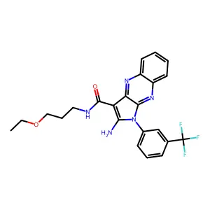 2-amino-N-(3-ethoxypropyl)-1-[3-(trifluoromethyl)phenyl]-1H-pyrrolo[2,3-b]quinoxaline-3-carboxamide structure