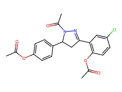 4-{1-acetyl-3-[2-(acetyloxy)-5-chlorophenyl]-4,5-dihydro-1H-pyrazol-5-yl}phenyl acetate structure