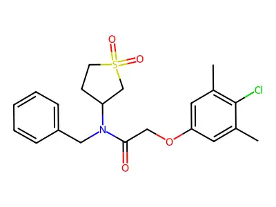 N-benzyl-2-(4-chloro-3,5-dimethylphenoxy)-N-(1,1-dioxidotetrahydrothiophen-3-yl)acetamide structure
