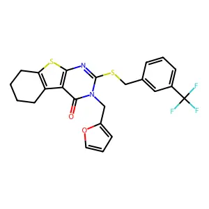 3-(furan-2-ylmethyl)-2-{[3-(trifluoromethyl)benzyl]sulfanyl}-5,6,7,8-tetrahydro[1]benzothieno[2,3-d]pyrimidin-4(3H)-one structure