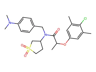 2-(4-chloro-3,5-dimethylphenoxy)-N-(4-(dimethylamino)benzyl)-N-(1,1-dioxidotetrahydrothiophen-3-yl)propanamide structure