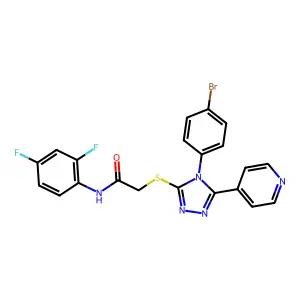 2-{[4-(4-bromophenyl)-5-(pyridin-4-yl)-4H-1,2,4-triazol-3-yl]sulfanyl}-N-(2,4-difluorophenyl)acetamide structure
