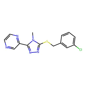 3-[(3-Chlorophenyl)methylthio]-4-methyl-5-pyrazin-2-yl-1,2,4-triazole structure