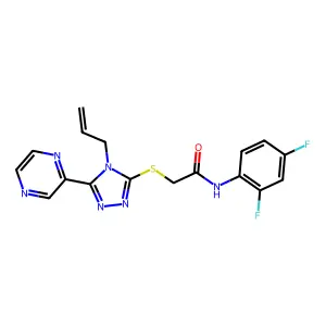 N-(2,4-difluorophenyl)-2-{[4-(prop-2-en-1-yl)-5-(pyrazin-2-yl)-4H-1,2,4-triazol-3-yl]sulfanyl}acetamide structure