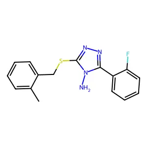 3-(2-Fluorophenyl)-5-[(2-methylphenyl)methylthio]-1,2,4-triazole-4-ylamine structure