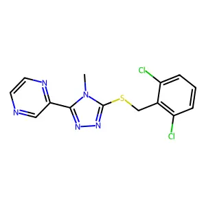 3-[(2,6-Dichlorophenyl)methylthio]-4-methyl-5-pyrazin-2-yl-1,2,4-triazole structure