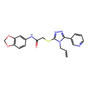 N-(1,3-benzodioxol-5-yl)-2-{[4-(prop-2-en-1-yl)-5-(pyridin-3-yl)-4H-1,2,4-triazol-3-yl]sulfanyl}acetamide structure