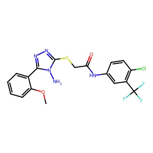 2-{[4-amino-5-(2-methoxyphenyl)-4H-1,2,4-triazol-3-yl]sulfanyl}-N-[4-chloro-3-(trifluoromethyl)phenyl]acetamide structure