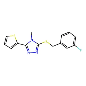 3-[(3-fluorobenzyl)sulfanyl]-4-methyl-5-(thiophen-2-yl)-4H-1,2,4-triazole structure