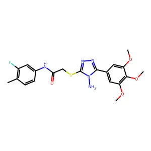 2-{[4-amino-5-(3,4,5-trimethoxyphenyl)-4H-1,2,4-triazol-3-yl]sulfanyl}-N-(3-fluoro-4-methylphenyl)acetamide structure
