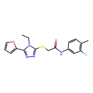 2-((4-ET-5-(2-Furyl)-4H-1,2,4-triazol-3-YL)thio)-N-(3-F-4-methylphenyl)acetamide structure