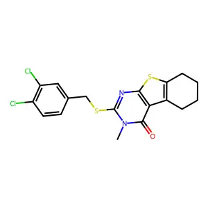 2-[(3,4-dichlorobenzyl)sulfanyl]-3-methyl-5,6,7,8-tetrahydro[1]benzothieno[2,3-d]pyrimidin-4(3H)-one structure