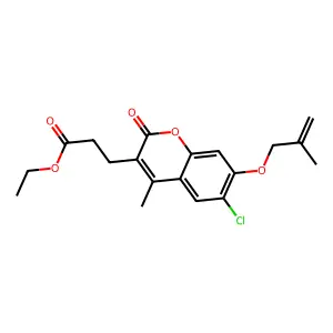 ethyl 3-{6-chloro-4-methyl-7-[(2-methylallyl)oxy]-2-oxo-2H-chromen-3-yl}propanoate structure