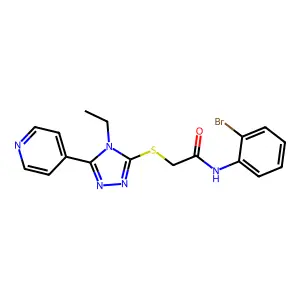 N-(2-BR-PH)-2-((4-Ethyl-5-(4-pyridinyl)-4H-1,2,4-triazol-3-YL)thio)acetamide structure