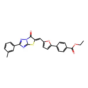 ethyl 4-(5-{(Z)-[2-(3-methylphenyl)-6-oxo[1,3]thiazolo[3,2-b][1,2,4]triazol-5(6H)-ylidene]methyl}-2-furyl)benzoate structure