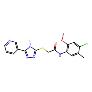 N-(4-chloro-2-methoxy-5-methylphenyl)-2-{[4-methyl-5-(pyridin-3-yl)-4H-1,2,4-triazol-3-yl]sulfanyl}acetamide structure