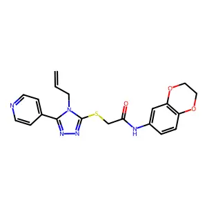 N-(2,3-dihydro-1,4-benzodioxin-6-yl)-2-{[4-(prop-2-en-1-yl)-5-(pyridin-4-yl)-4H-1,2,4-triazol-3-yl]sulfanyl}acetamide structure