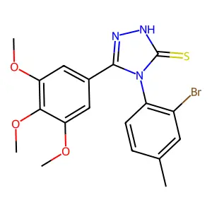 4-(2-bromo-4-methylphenyl)-3-(3,4,5-trimethoxyphenyl)-1H-1,2,4-triazole-5-thione structure