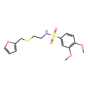 N-[2-(furan-2-ylmethylsulfanyl)ethyl]-3,4-dimethoxybenzenesulfonamide structure