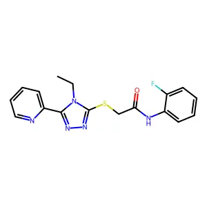 2-((4-ET-5-(2-Pyridinyl)-4H-1,2,4-triazol-3-YL)thio)-N-(2-fluorophenyl)acetamide structure