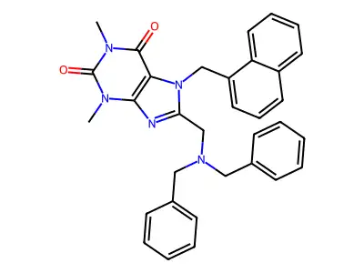 8-[(Dibenzylamino)methyl]-1,3-dimethyl-7-(naphthalen-1-ylmethyl)purine-2,6-dione structure
