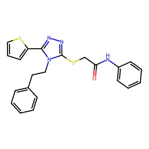 N-phenyl-2-{[4-(2-phenylethyl)-5-(thiophen-2-yl)-4H-1,2,4-triazol-3-yl]sulfanyl}acetamide structure