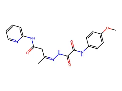 2-[(4-Methoxyphenyl)amino]-2-oxoacetic acid 2-[1-methyl-3-oxo-3-(2-pyridinylamino)propylidene]hydrazide structure
