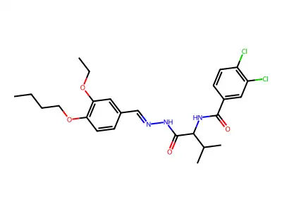 N-[1-[2-[(4-butoxy-3-ethoxyphenyl)methylidene]hydrazinyl]-3-methyl-1-oxobutan-2-yl]-3,4-dichlorobenzamide structure