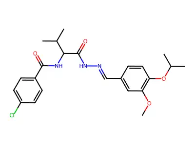 4-chloro-N-[1-[2-[(3-methoxy-4-propan-2-yloxyphenyl)methylidene]hydrazinyl]-3-methyl-1-oxobutan-2-yl]benzamide structure