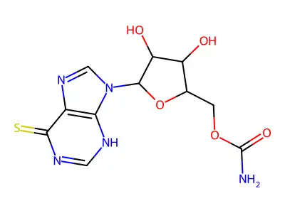 [3,4-dihydroxy-5-(6-sulfanylidene-3H-purin-9-yl)oxolan-2-yl]methyl carbamate structure
