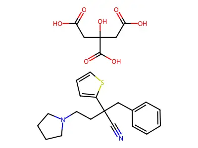 1-Pyrrolidinebutyronitrile, alpha-(phenylmethyl)-alpha-2-thienyl-, citrate structure