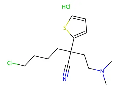 alpha-(4-Chlorobutyl)-alpha-(2-(dimethylamino)ethyl)-2-thiopheneacetonitrile hydrochloride structure