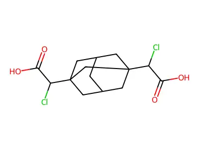2-[3-(Carboxychloromethyl)adamantanyl]-2-chloroacetic acid structure