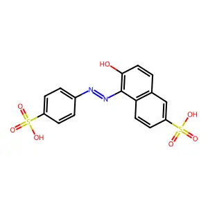 6-Hydroxy-5-(4-sulfophenylazo)-2-naphthalenesulfonic acid structure