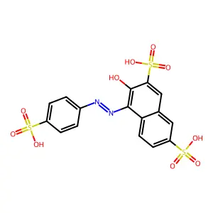 (4Z)-3-oxo-4-[(4-sulfophenyl)hydrazinylidene]naphthalene-2,7-disulfonic Acid structure