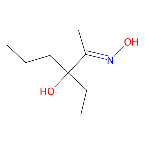 (2E)-3-ethyl-2-hydroxyiminohexan-3-ol structure