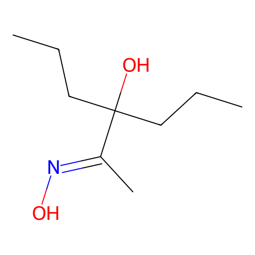 4-[(E)-N-hydroxy-C-methylcarbonimidoyl]heptan-4-ol structure