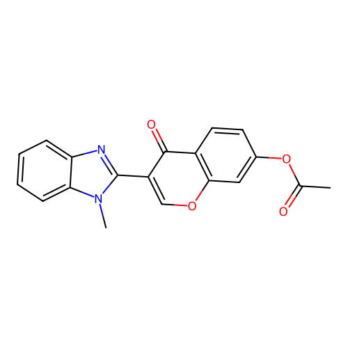 3-(1-methyl-1H-benzimidazol-2-yl)-4-oxo-4H-chromen-7-yl acetate structure