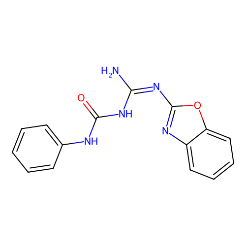 1-[(Z)-N'-(1,3-benzoxazol-2-yl)carbamimidoyl]-3-phenylurea structure