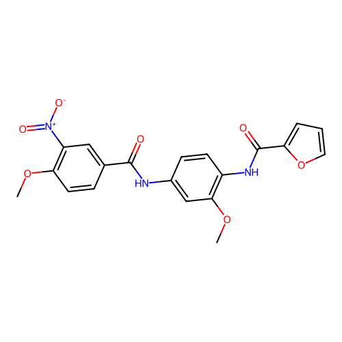 N-(2-methoxy-4-(4-methoxy-3-nitrobenzamido)phenyl)furan-2-carboxamide structure
