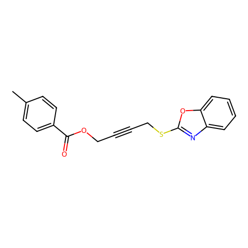 4-(1,3-Benzoxazol-2-ylsulfanyl)but-2-yn-1-yl 4-methylbenzoate structure
