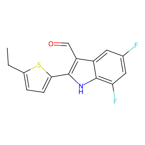 2-(5-ethylthiophen-2-yl)-5,7-difluoro-1H-indole-3-carbaldehyde structure