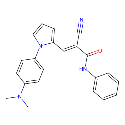 (2E)-2-cyano-3-{1-[4-(dimethylamino)phenyl]-1H-pyrrol-2-yl}-N-phenylprop-2-enamide structure