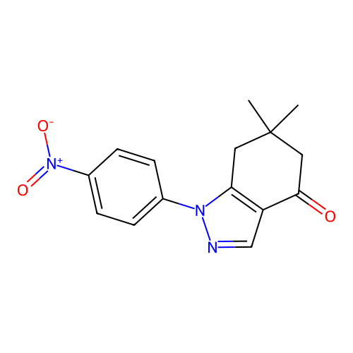 6,6-dimethyl-1-(4-nitrophenyl)-1,5,6,7-tetrahydro-4H-indazol-4-one structure