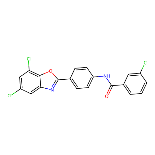 3-chloro-N-[4-(5,7-dichloro-1,3-benzoxazol-2-yl)phenyl]benzamide structure