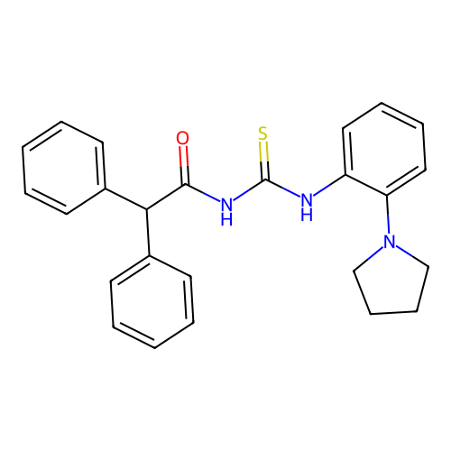 2,2-diphenyl-N-{[2-(pyrrolidin-1-yl)phenyl]carbamothioyl}acetamide structure